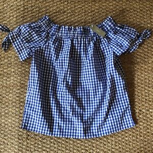J. Crew Blue and White Gingham Top